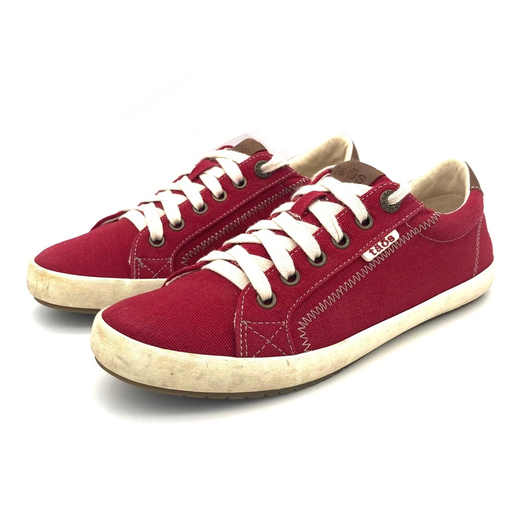 Taos Star Burst Canvas Sneakers Women’s Size 8 Lace Up Casual Comfort Boho Red